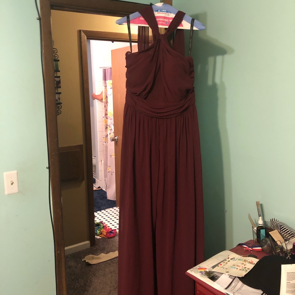 Wine colored bridesmaid dress. Levkoff style 1274